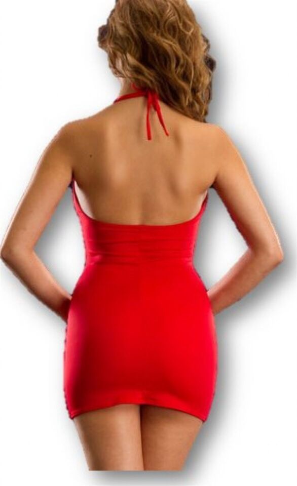 Terry Pau TSec031023 Esnek Fantazi Mini Elbise