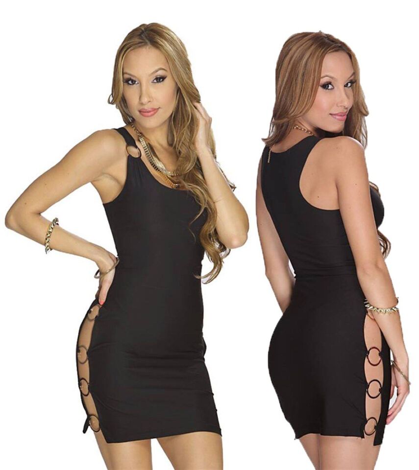 Metal Aksesuarlı Mini Elbise