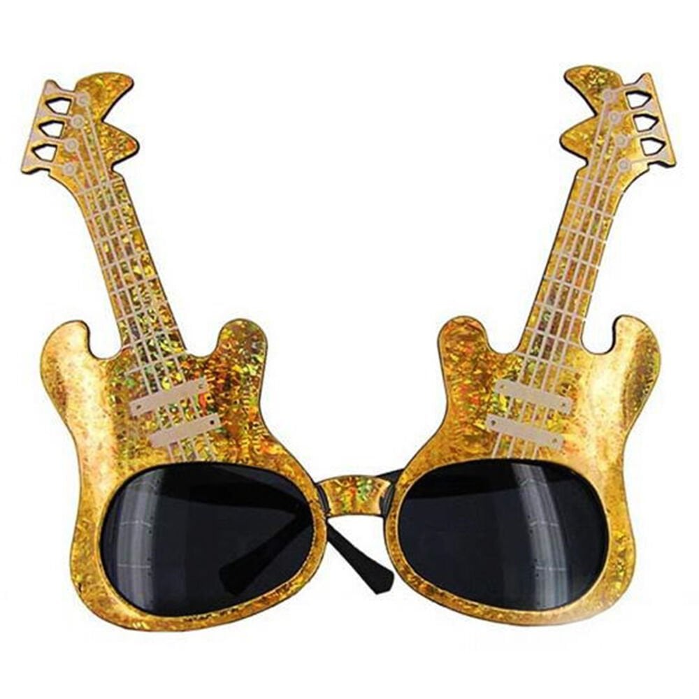 Altın Renk Gitar Şekilli Parti Gözlüğü