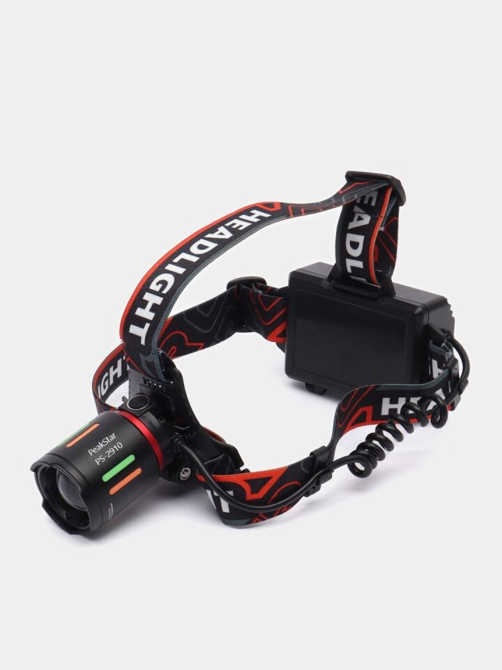 PeakStar PS-2910 Şarjlı Profesyonel Zoomlu Kamp Avcı Balıkçı Kafa Lambası Feneri