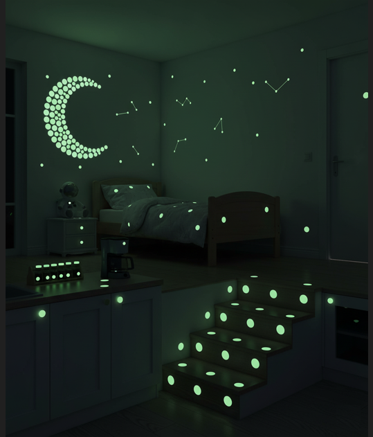 Fosforlu Etiket Karanlıkta Işık Veren Yıldız Tozu Etiketleri