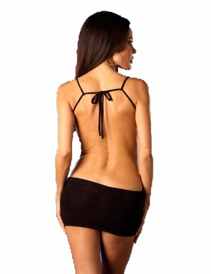 Terry Pau TP101023 Göğüs ve Sırt Dekolteli Mini Elbise