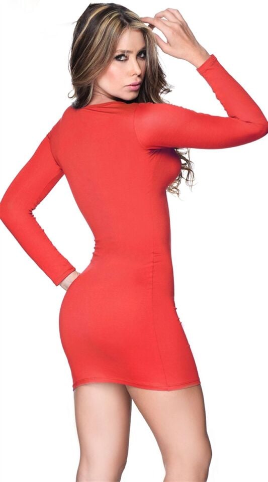 Terry Pau TP100866 Uzun Kollu Mini elbise