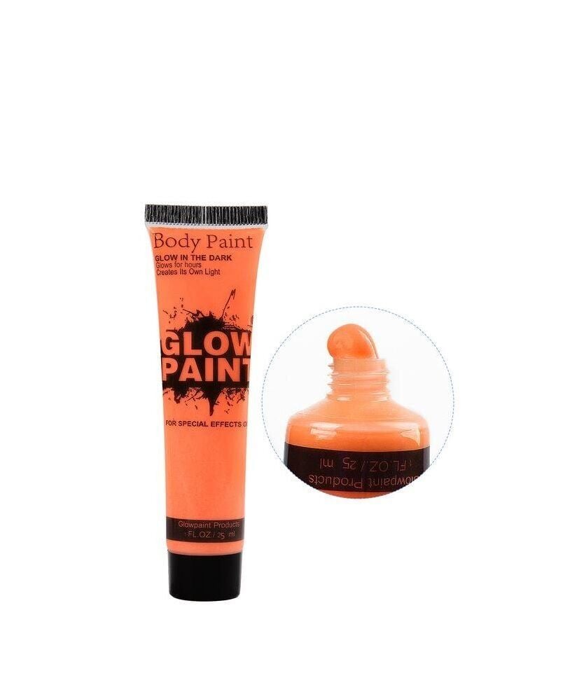 Karanlıkta Parlayan Fosforlu Neonlu Glow Parti Yüz Boyası Vücut Kremi Turuncu Renk