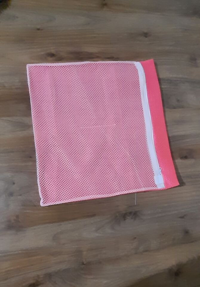 Pembe Fermuarlı - Hassas Çamaşır Terlik  Ayakkabı Yıkama Filesi Büyük Boy