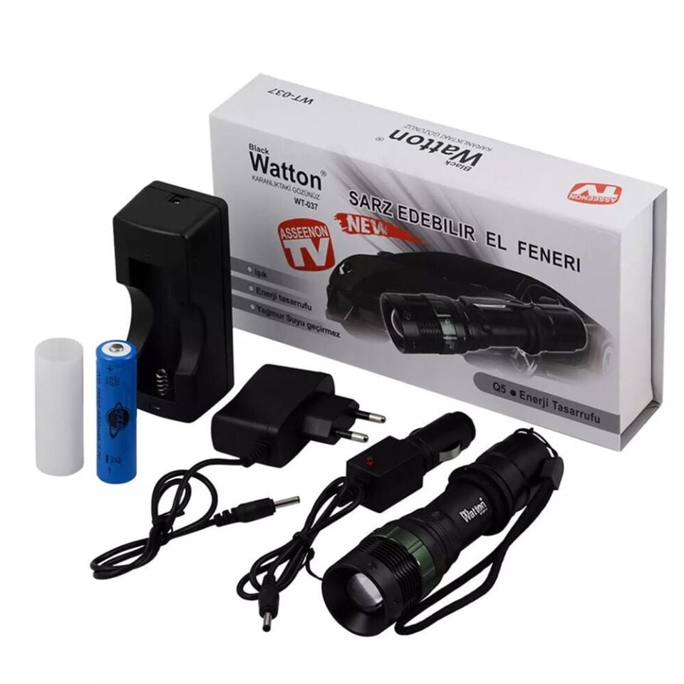 Şarjlı Zoomlu Acil Durum Feneri Wt-037