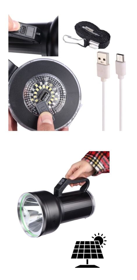 Taşınabilir Solar Şarjlı LED Fener Powerbank Özellikli Kamp ve Acil Durum İçin Süper Parlak Işık