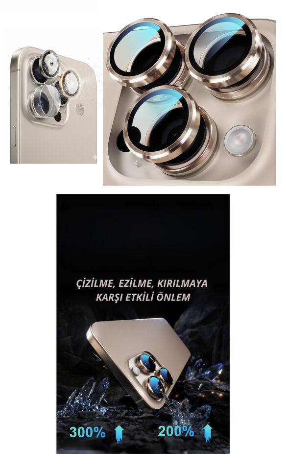 iPhone 16 Pro Kamera Lens Koruyucu Naturel