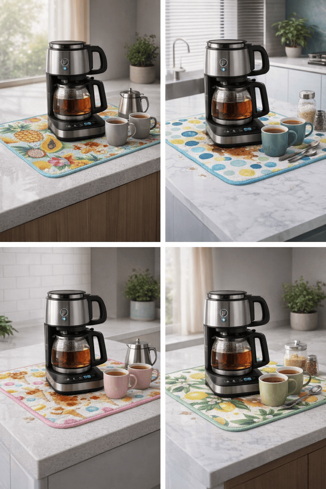 Çay Matı Çay Makinesi % 100 Mikrofiber Altlığı Su Emici Tezgah Koruyucu Kurulama Matı