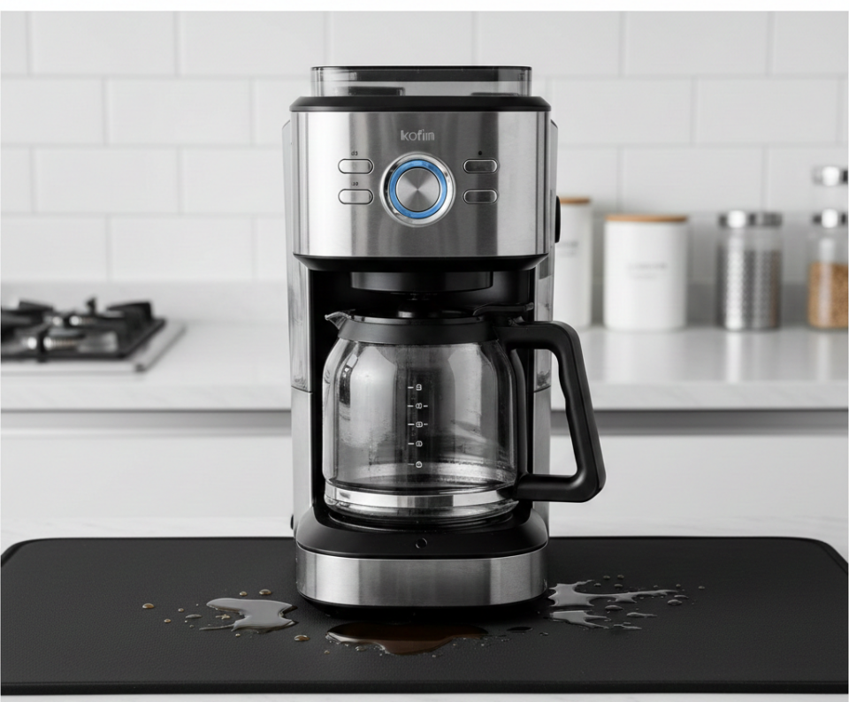 Kahve Makinesi Altlığı Su Emici Kaymaz Taban Tezgah Koruyucu Kurulama Matı