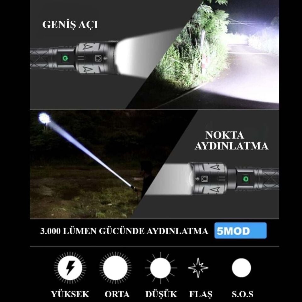 3000 Lümen Güçlü El Feneri Wt-604