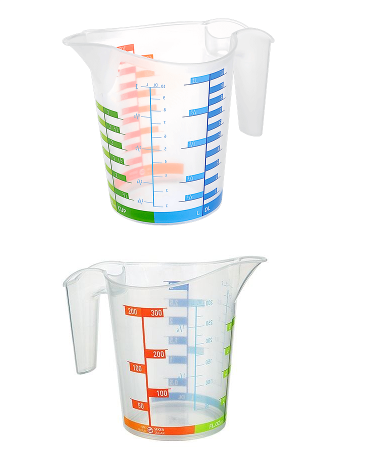 Ölçü Kabı Dereceli Renkli 1000 ML + 300 ML Set