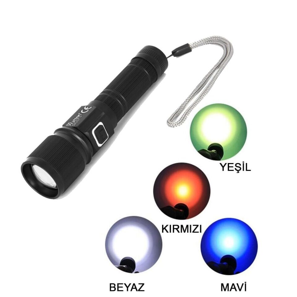 Cree TG Led 1000 Lümen Göstergeli Fonksiyonel El Feneri Wt-732