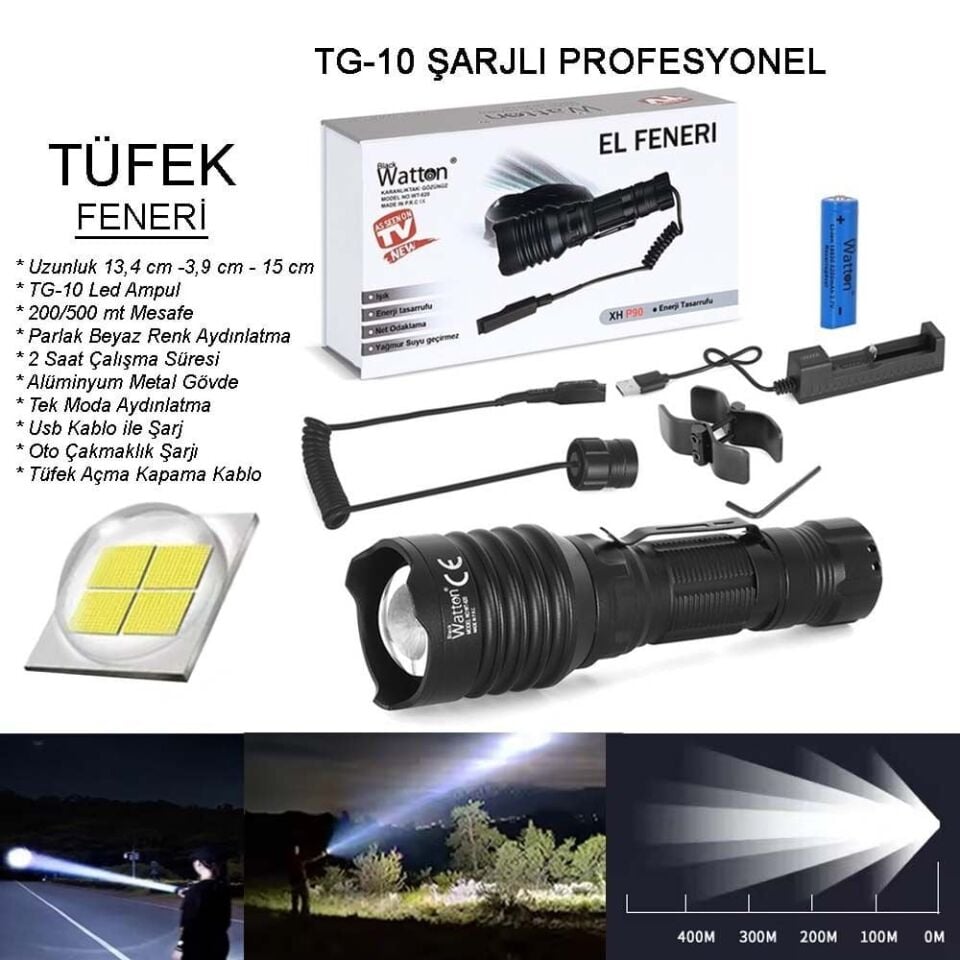 TG-10 ŞARJLI PROFESYONEL AV FENERİ WT-620