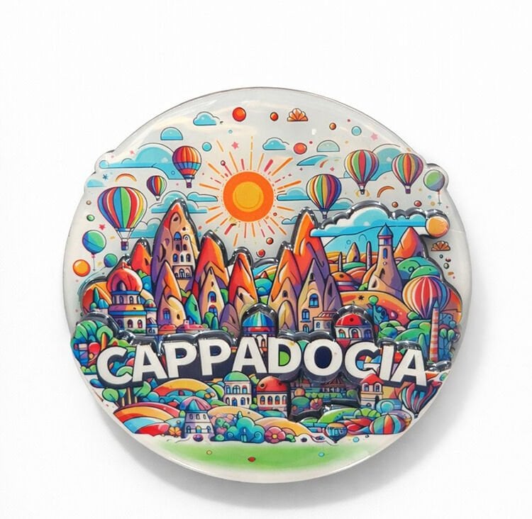 Kapadokya Temalı Ahşap Buzdolabı Magneti Model 3