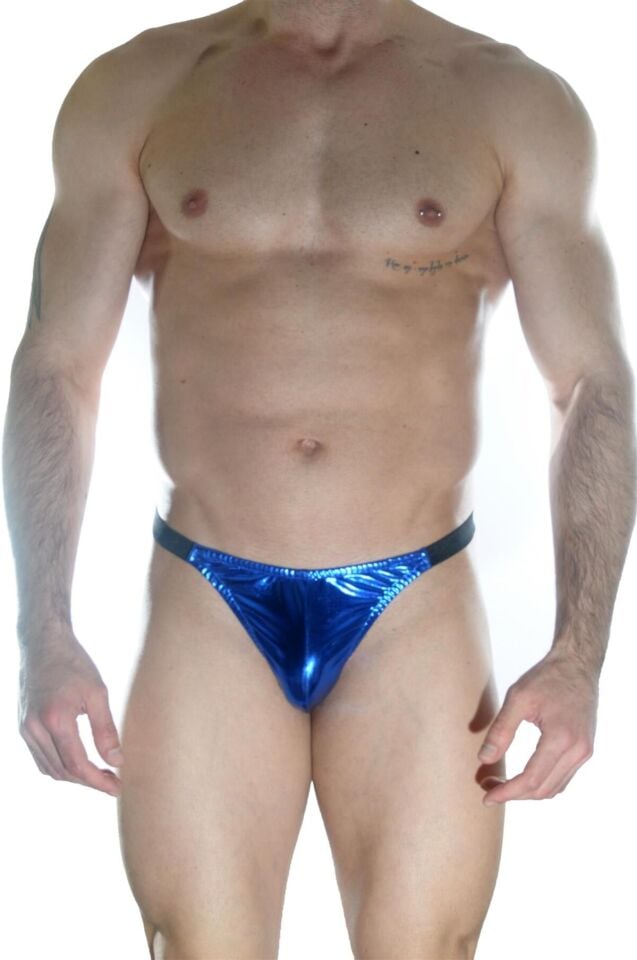 Arkası Büzgülü Mavi Lame Brazillian Slip