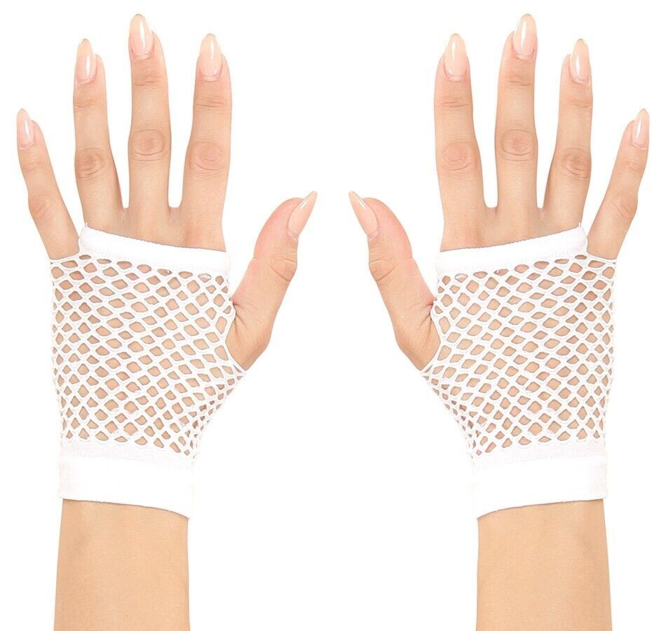 Beyaz Renk Kısa Boy Fileli Örgü Eldiven