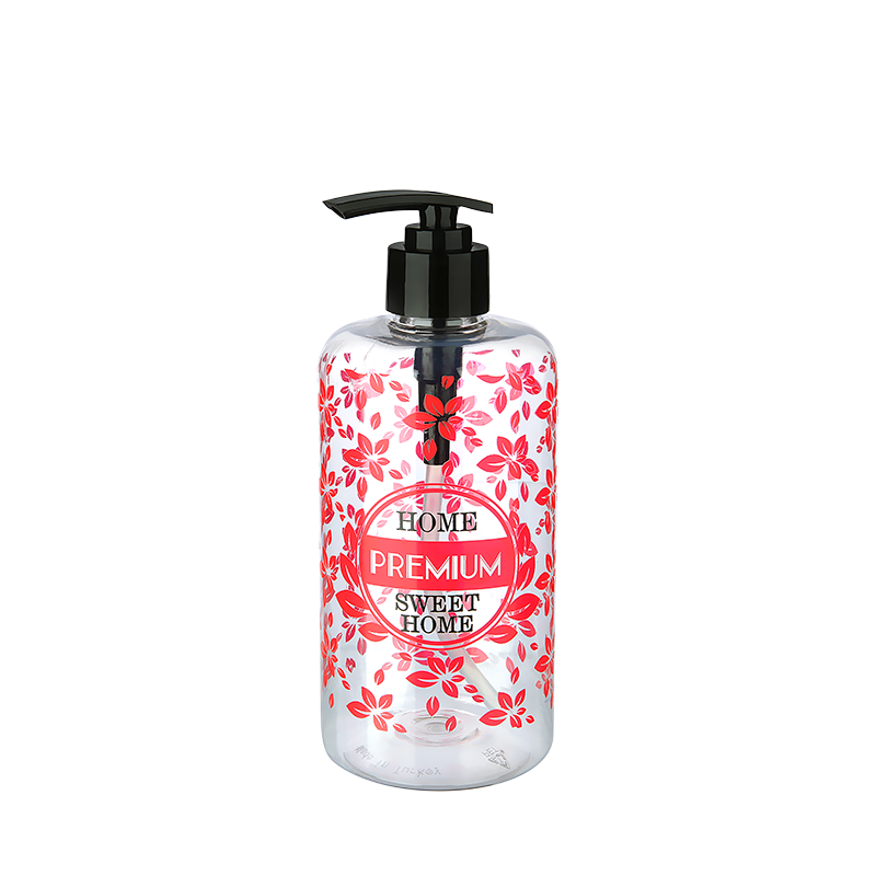 Şeffaf Sıvı Sabunluk Yuvarlak Plastik Pompalı 500 ML