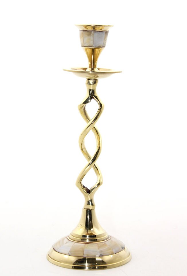 Tekli Pirinç Sedefli Şamdan Model 2