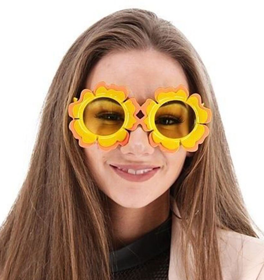 Papatya Şekilli Turuncu Sarı Hawaii Parti Gözlüğü