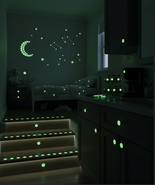 Fosforlu Etiket Karanlıkta Işık Veren Yıldız Tozu Etiketleri