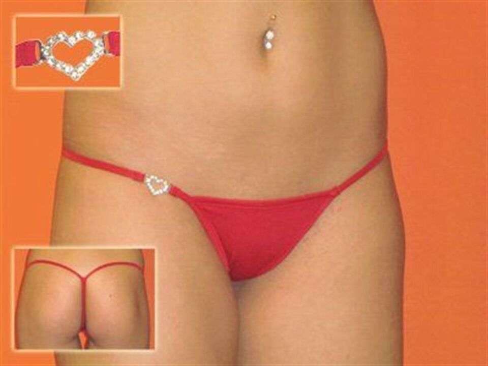 Terry Pau  DH040901-RED Gümüş Kalp ve Taşlı Seksi Tanga