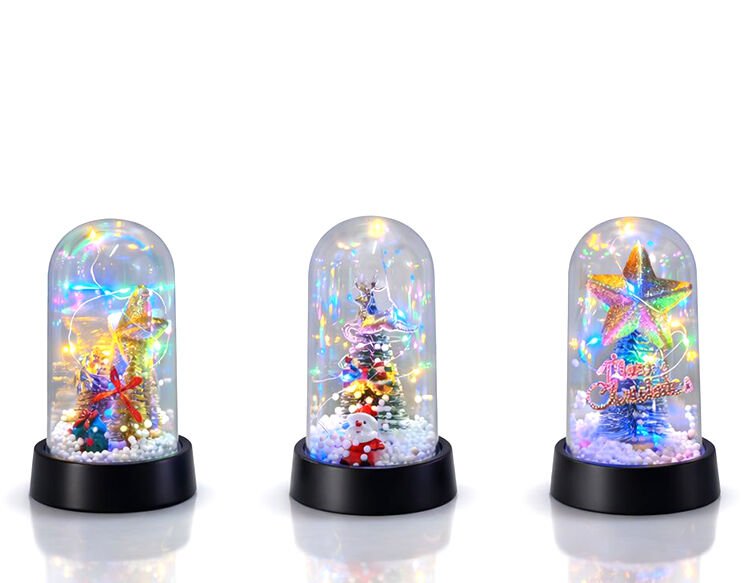 Yılbaşı Temalı Işıklı Dekoratif Cam Fanus - Model 10