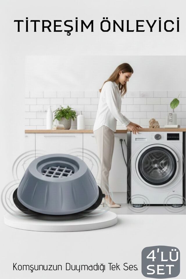 Premium 4'lü Titreşim Önleyici Kauçuk Ayak Seti - Ultra Sessiz ve Sarsıntısız Yıkama Teknolojisi