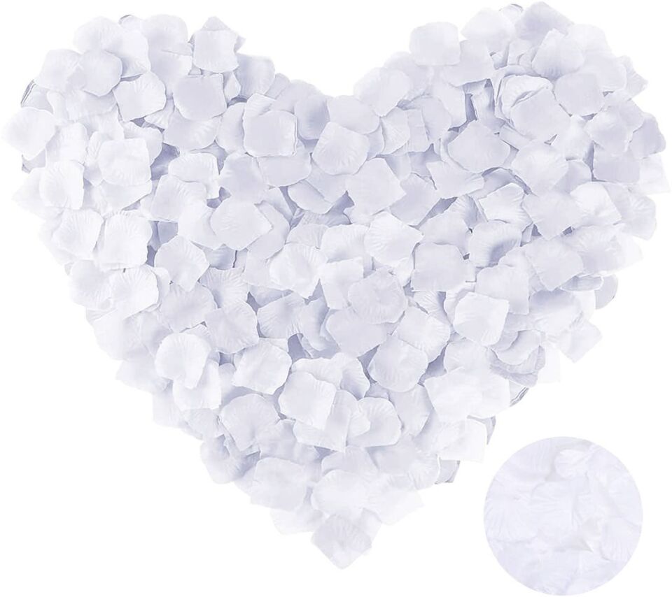 Beyaz Renk Gül Yaprağı Şekilli Konfeti 1 Paket 100 Adet