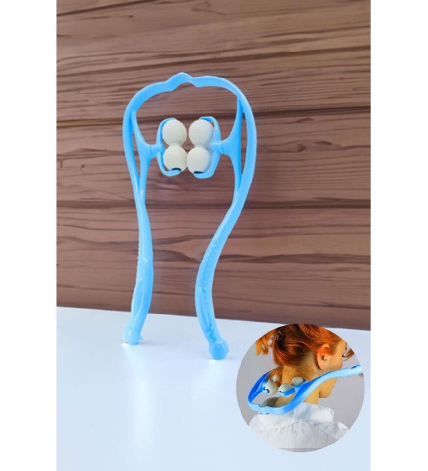 Boyun Bacak Ayak Bel Masaj Aleti Çok Fonksiyonlu Manuel 4 Tekerlekli - Mavi