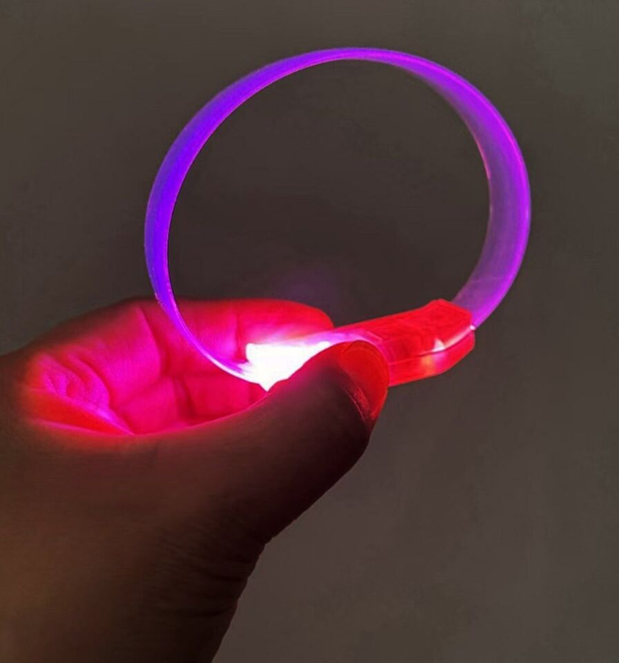 3 Modlu Pilli LED Işıklı Esnek Parti Bilekliği Pembe