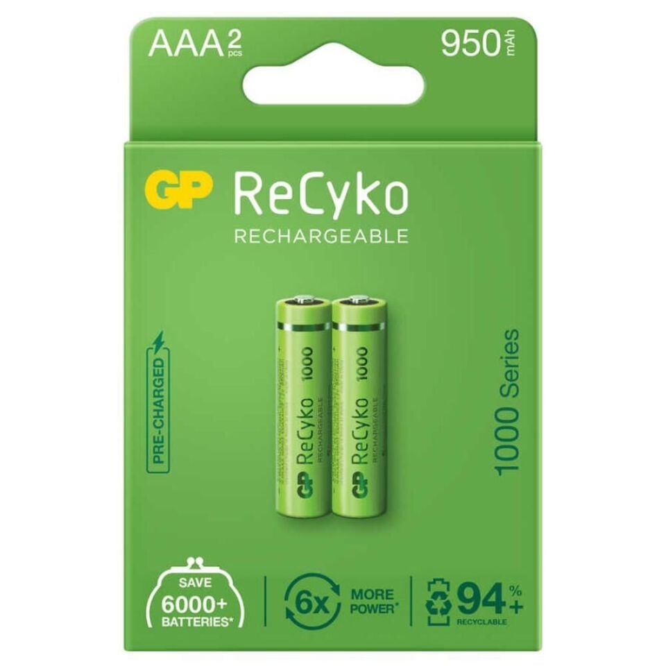 GP ReCyko 950mAh AAA Şarj Edilebilir İnce Kalem Pil 2'li Paket