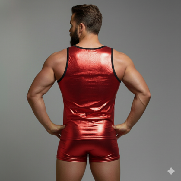 Erkek Kırmızı Lame Tank Top Boxer Takımı