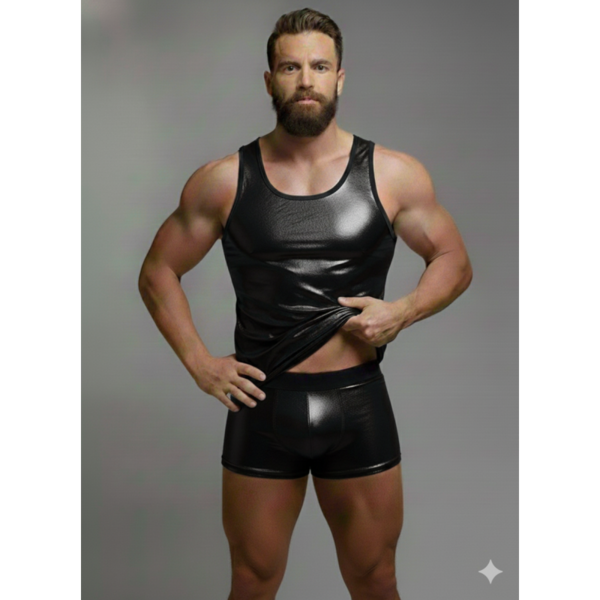 Erkek Lame Tank Top Boxer Takımı