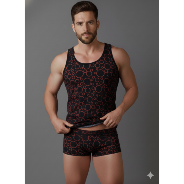 Erkek Desenli Tank Top Boxer Takımı
