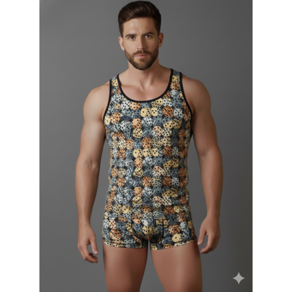 Erkek Desenli Tank Top Boxer Takımı