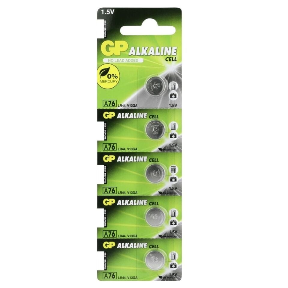 GP LR44 A76 1.5V Alkalin Pil 5'li Paket