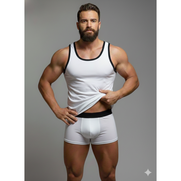 Erkek Beyaz Tank Top Boxer Takım