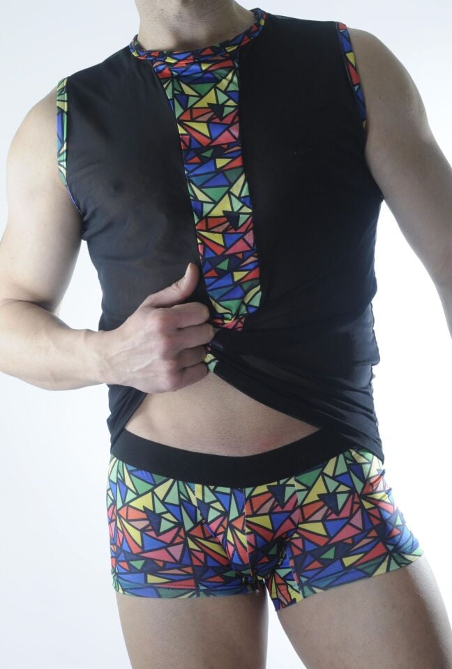 Erkek Transparan Renki Atlet Boxer Takımı