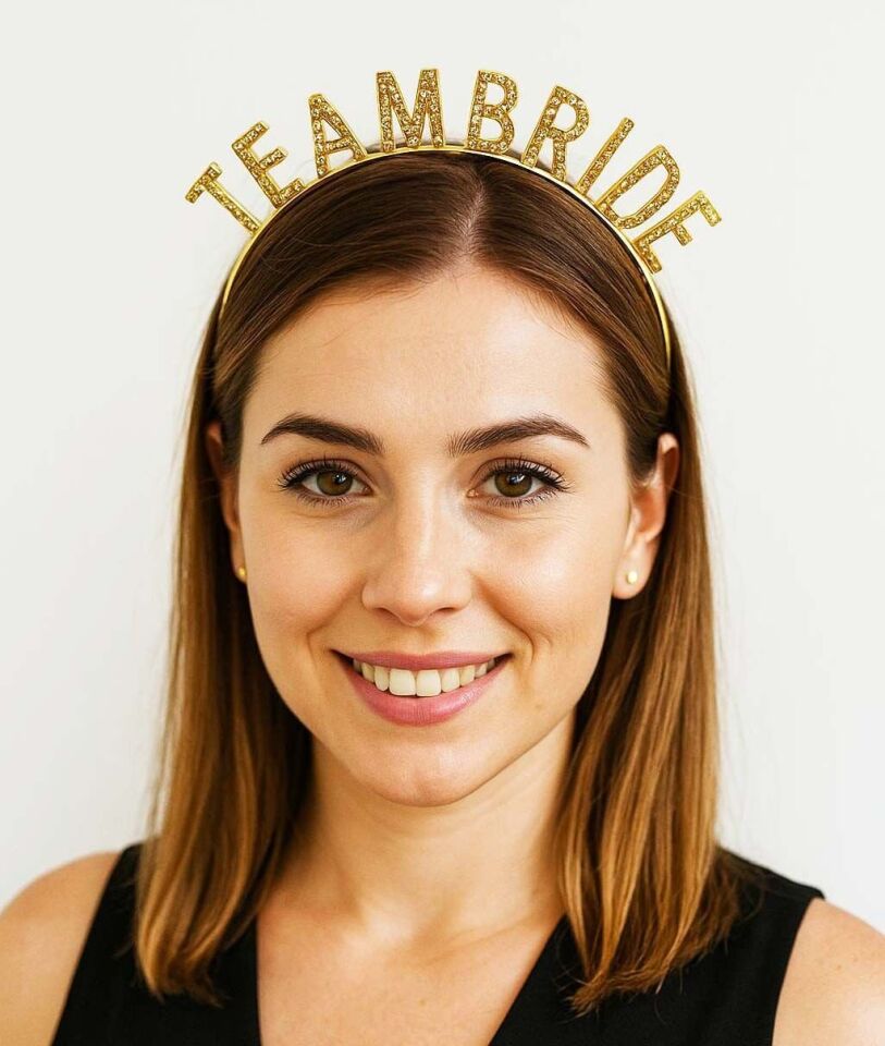 Altın Renk Team Bride Taç Plastik – Gelin ve Nedime Tacı