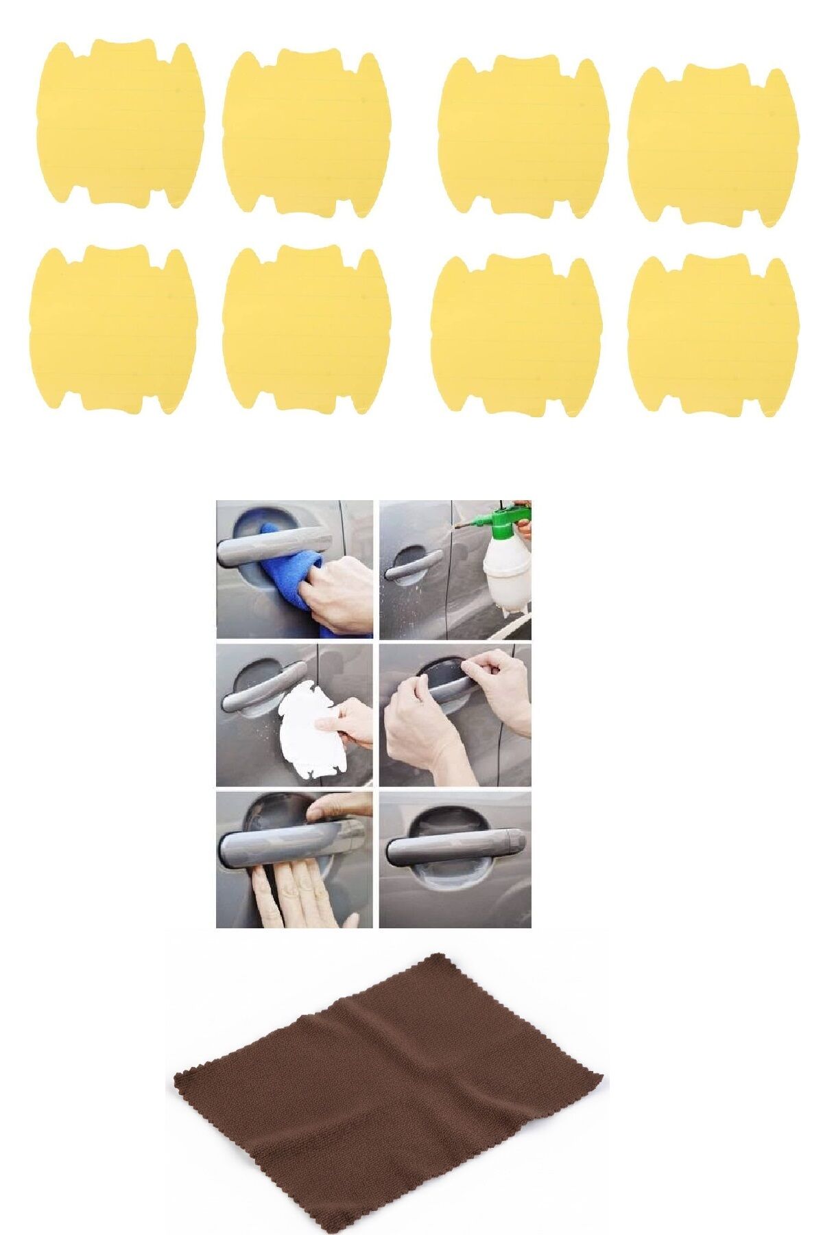 9lu Set Araba Kapı Kolu Koruyucu Çizilme Önleyici Şeffaf Sticker Film Koruma Seti